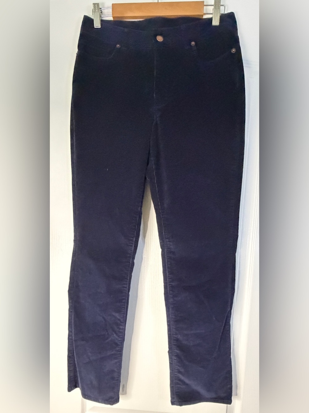 L.L.Bean Favorite Fit Corduroy Pants Women’s 8 Petite Navy Blue Straight Leg